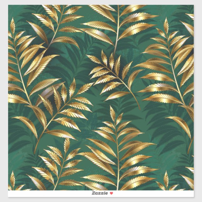 Seamless pattern with golden ferns sticker (Sheet)