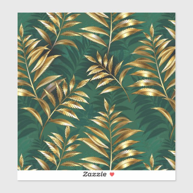 Seamless pattern with golden ferns sticker (Sheet)