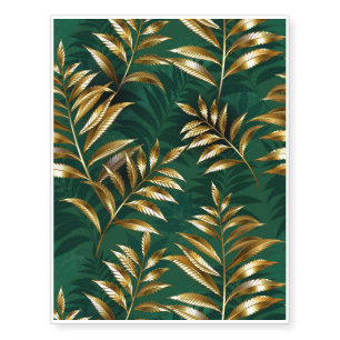 Seamless pattern with golden ferns temporary tattoos