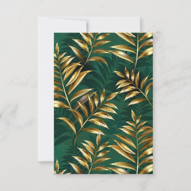Seamless pattern with golden ferns thank you card (Front)