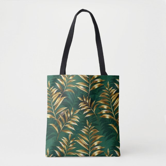 Seamless pattern with golden ferns tote bag (Front)