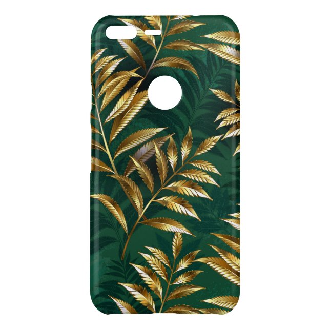 Seamless pattern with golden ferns uncommon google pixel XL case (Back)