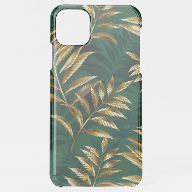Seamless pattern with golden ferns uncommon iPhone case (Back)