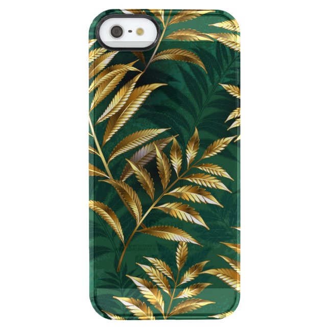 Seamless pattern with golden ferns uncommon iPhone case (Back)