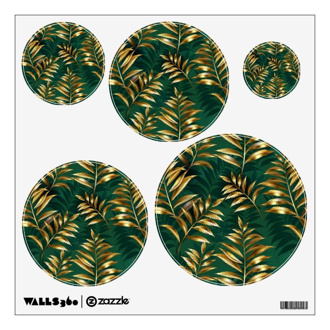 Seamless pattern with golden ferns wall decal (Front)