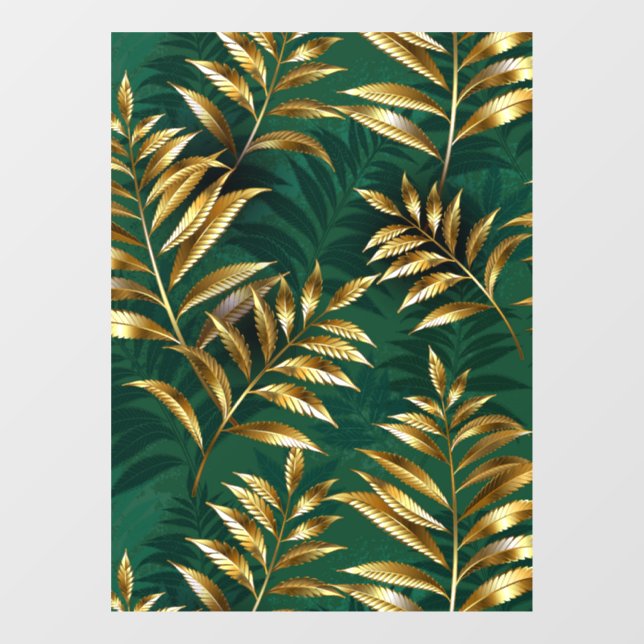 Seamless pattern with golden ferns window cling (Sheet)