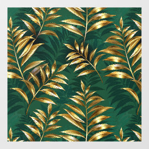 Seamless pattern with golden ferns window cling