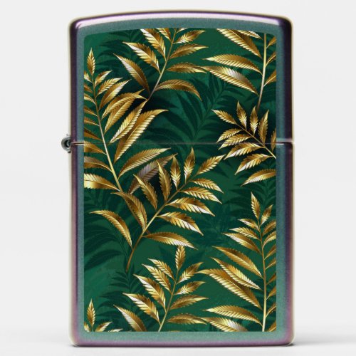 Seamless pattern with golden ferns