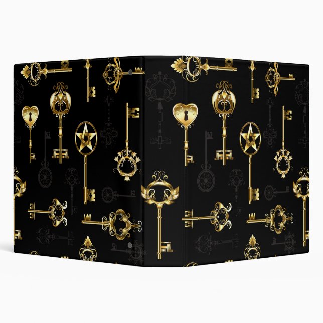 Seamless Pattern with Golden Keys 3 Ring Binder (Background)