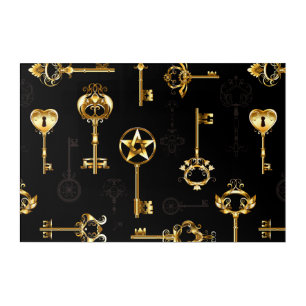 Seamless Pattern with Golden Keys Acrylic Print