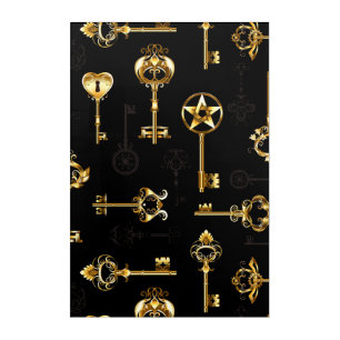 Seamless Pattern with Golden Keys Acrylic Print