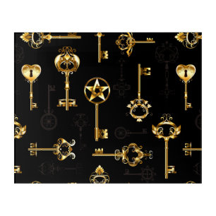 Seamless Pattern with Golden Keys Acrylic Print