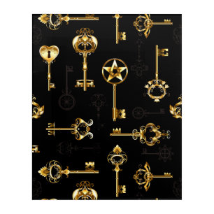 Seamless Pattern with Golden Keys Acrylic Print