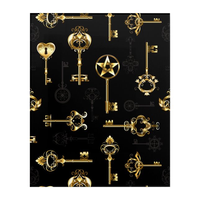 Seamless Pattern with Golden Keys Acrylic Print (Front)