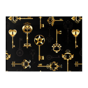 Seamless Pattern with Golden Keys Acrylic Print