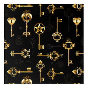 Seamless Pattern with Golden Keys Acrylic Print