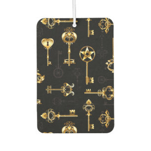 Seamless Pattern with Golden Keys Air Freshener