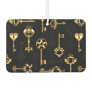 Seamless Pattern with Golden Keys Air Freshener