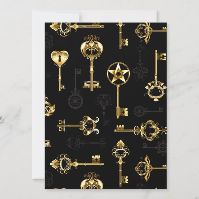 Seamless Pattern with Golden Keys Announcement (Front)
