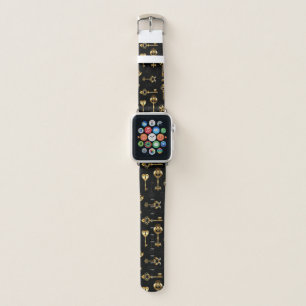 Seamless Pattern with Golden Keys Apple Watch Band