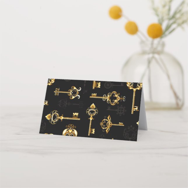 Seamless Pattern with Golden Keys Appointment Card (Front)