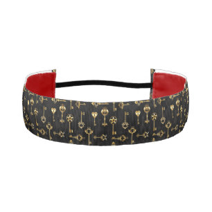 Seamless Pattern with Golden Keys Athletic Headband