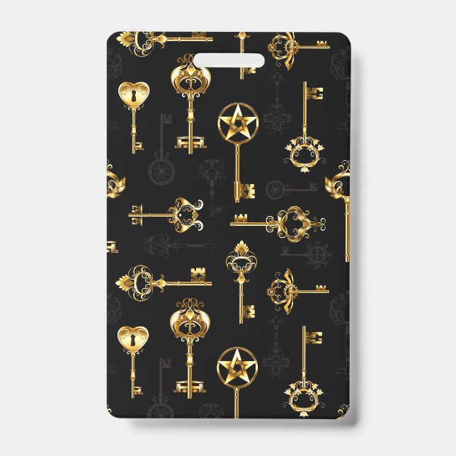 Seamless Pattern with Golden Keys Badge (Front)