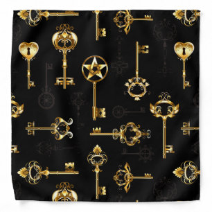 Seamless Pattern with Golden Keys Bandana