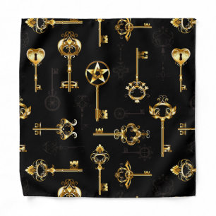 Seamless Pattern with Golden Keys Bandana
