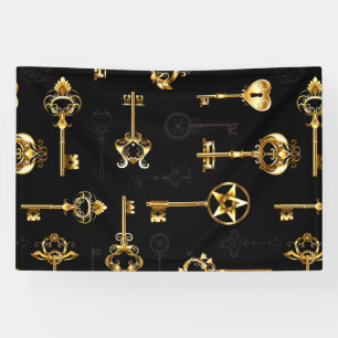 Seamless Pattern with Golden Keys Banner