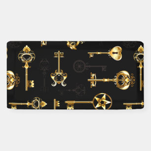 Seamless Pattern with Golden Keys Banner
