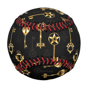 Seamless Pattern with Golden Keys Baseball