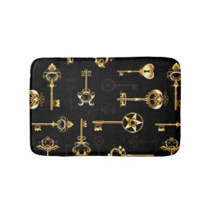 Seamless Pattern with Golden Keys Bath Mat