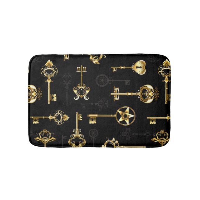 Seamless Pattern with Golden Keys Bath Mat (Front)