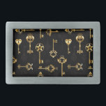 Seamless Pattern with Golden Keys Belt Buckle<br><div class="desc">Seamless pattern of antique,  gold and silhouette keys on black background.</div>