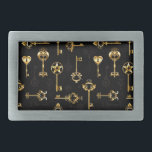 Seamless Pattern with Golden Keys Belt Buckle<br><div class="desc">Seamless pattern of antique,  gold and silhouette keys on black background.</div>