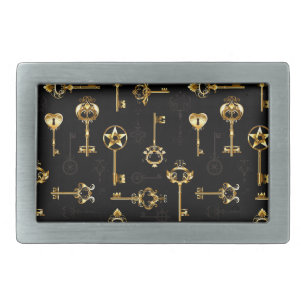 Seamless Pattern with Golden Keys Belt Buckle