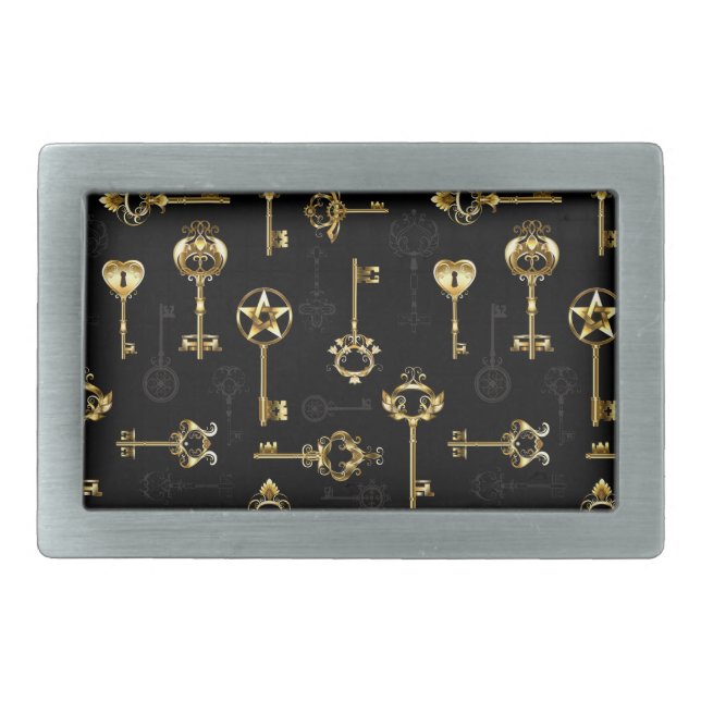 Seamless Pattern with Golden Keys Belt Buckle (Front)