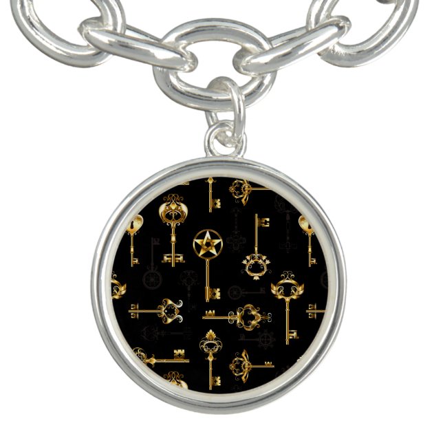 Seamless Pattern with Golden Keys Bracelet (Design)