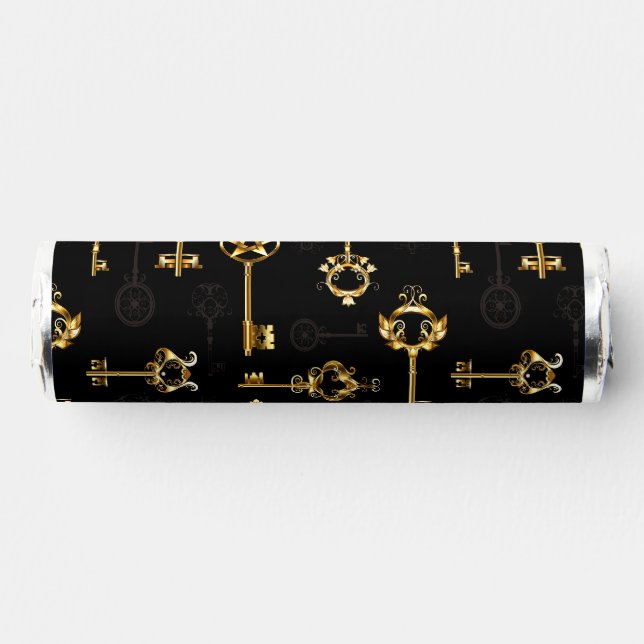 Seamless Pattern with Golden Keys Breath Savers® Mints (Front)
