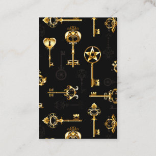 Seamless Pattern with Golden Keys Business Card