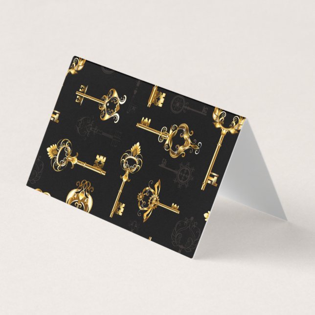 Seamless Pattern with Golden Keys Business Card (Front)