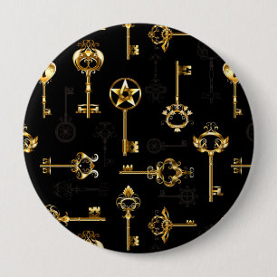 Seamless Pattern with Golden Keys Button