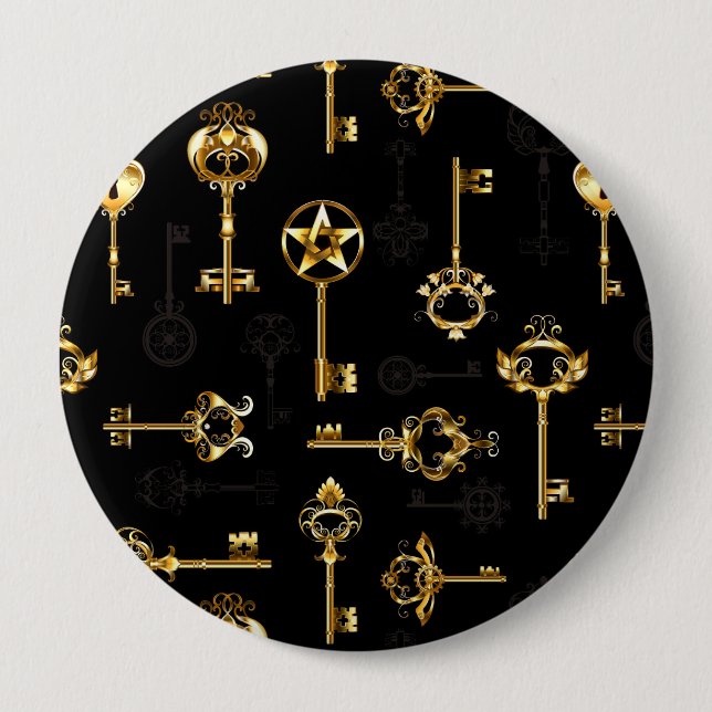 Seamless Pattern with Golden Keys Button (Front)