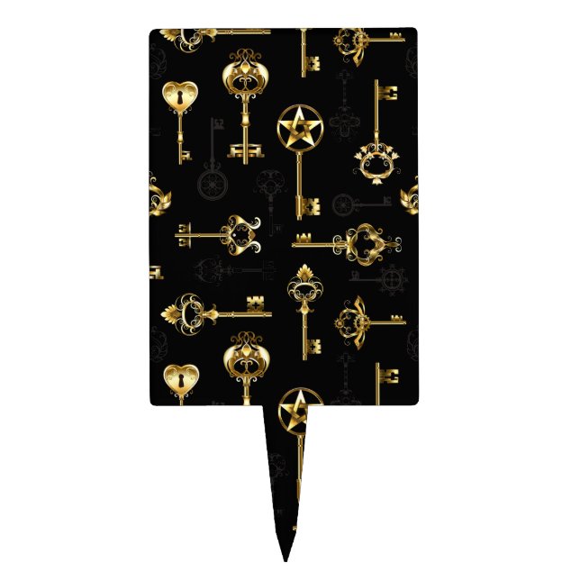 Seamless Pattern with Golden Keys Cake Topper (Front)