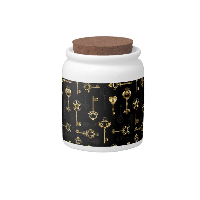 Seamless Pattern with Golden Keys Candy Jar (Front)