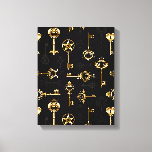 Seamless Pattern with Golden Keys Canvas Print (Front)