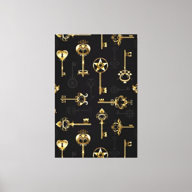 Seamless Pattern with Golden Keys Canvas Print (Front)