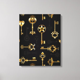 Seamless Pattern with Golden Keys Canvas Print