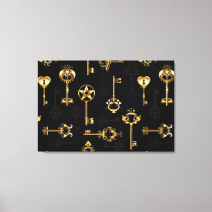 Seamless Pattern with Golden Keys Canvas Print